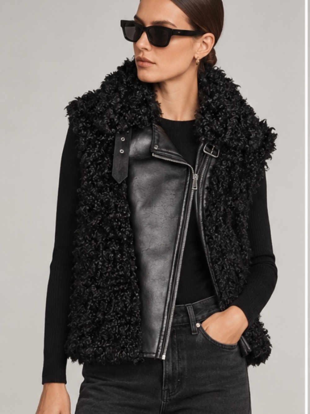 Zara NWT REVERSIBLE FAUX SHEARLING GILET ZW COLLECTION